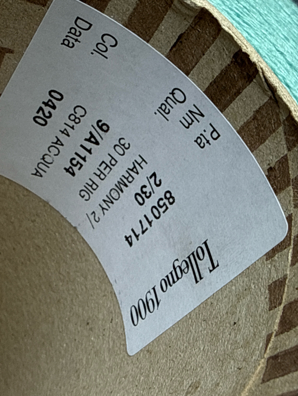 Пряжа Harmony Tollegno 1900, 2/30 (100% мериносовая шерсть гребенная),1500м/100гр, аква