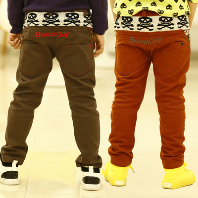 Брюки однотонные с вышивкой в виде надписи "Bunny Joy" сзади