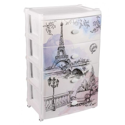 Комод 4 ящика, Весна в Париже, 43х56х91 см, М2266, Альтернатива