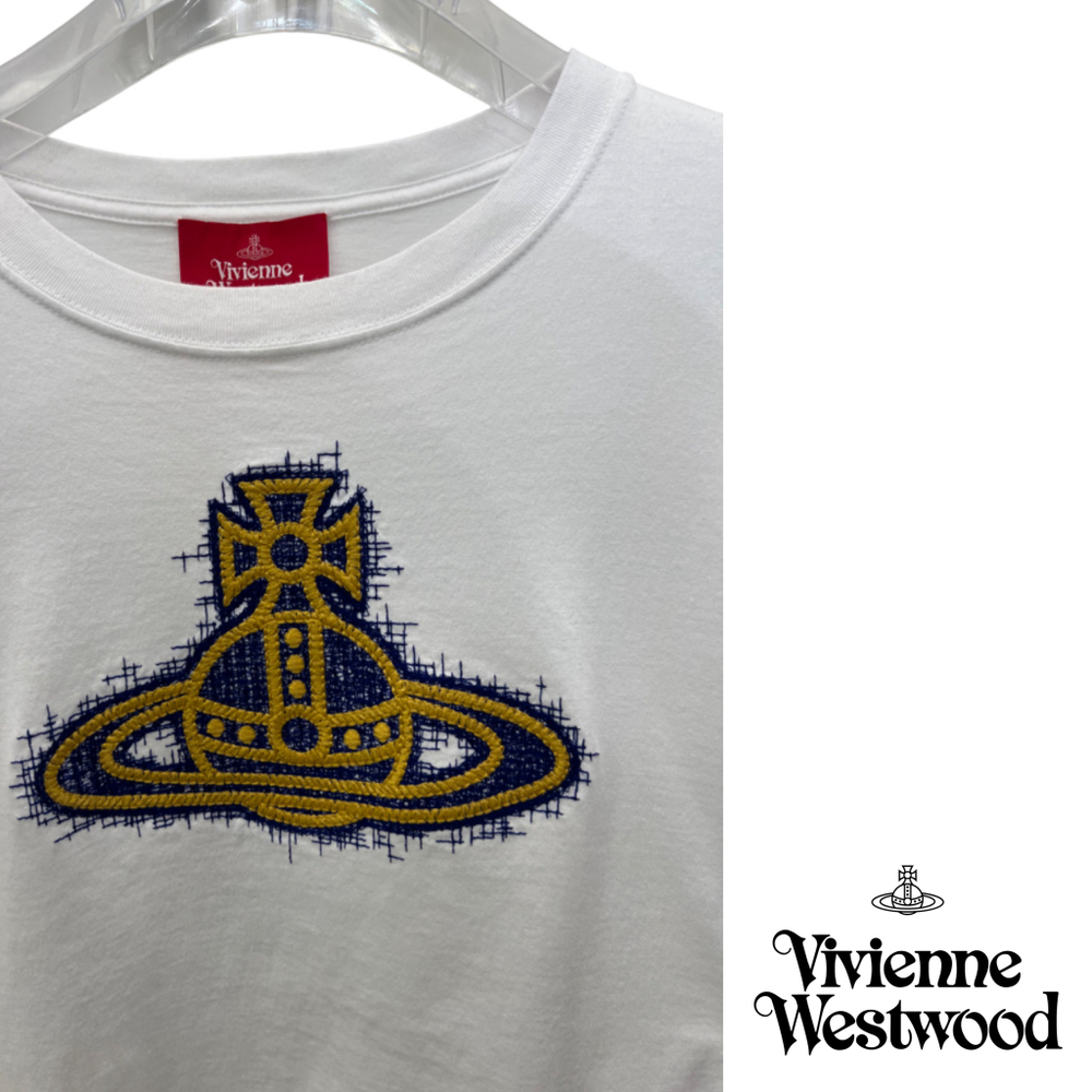 VIVIENNE WESTWOOD RED LABEL ЛОНГСЛИВ БЕЛЫЙ С АППЛИКАЦИЕЙ ВИДЕ ЛОГОТИПА БРЕНДА