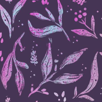 Акварельная листва на сиреневом