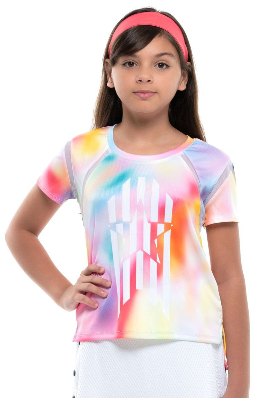 Футболка для девочки теннисная Lucky in Love Techno Tropic Techno Star S/S Girls - красный