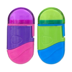 Точилка с ластиком Basir, одинарная, с контейнером, серия "Волна", 2 цвета, 7 см