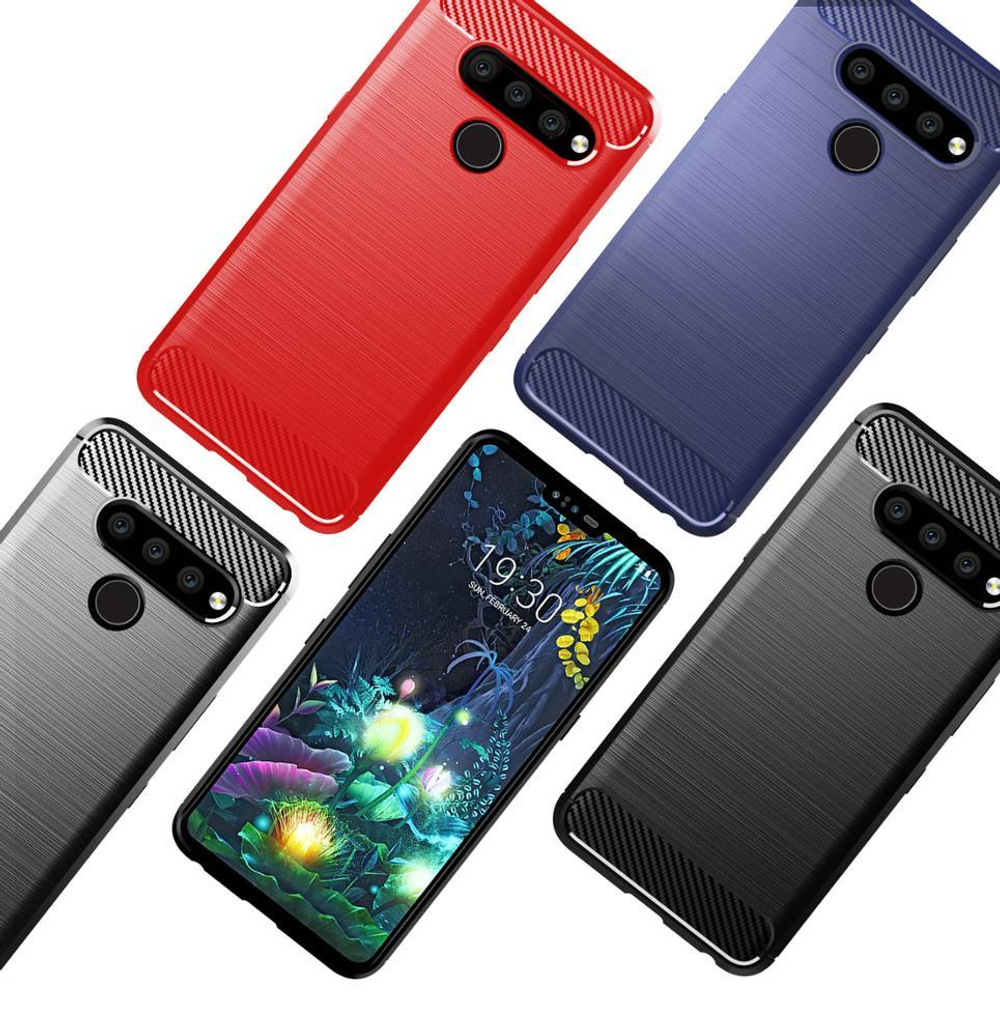 Чехол для LG V50 ThinQ цвет Blue (синий), серия Carbon от Caseport