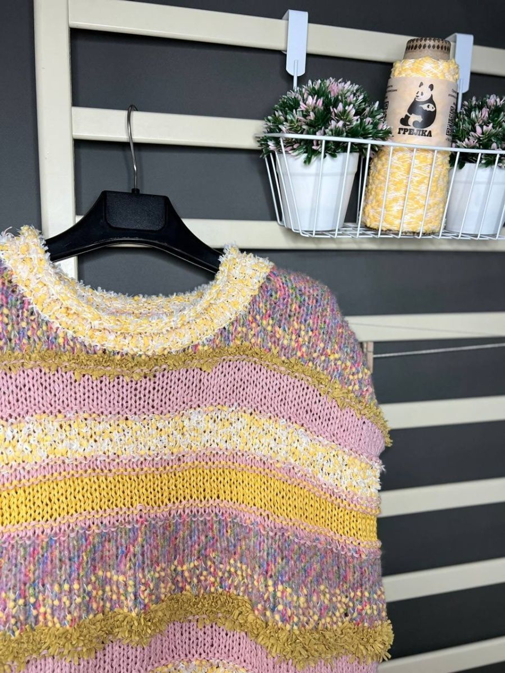 Мимоза набор пряжи и описание на Жилет оверсайз до 54+