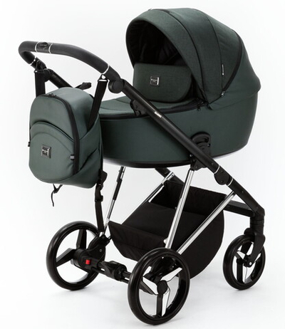 Детская коляска Adamex Blanc Special Edition 3 в 1 BL-PS791 (Т.ЗЕЛЕН.+Т.ЗЕЛЕН. КОЖА+ХРОМ РАМА)