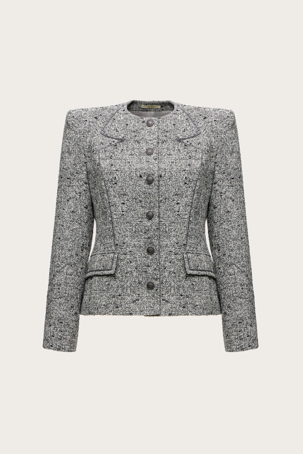 ЖАКЕТ ИЗ СЕРОГО ШЕРСТЯНОГО ТВИДА