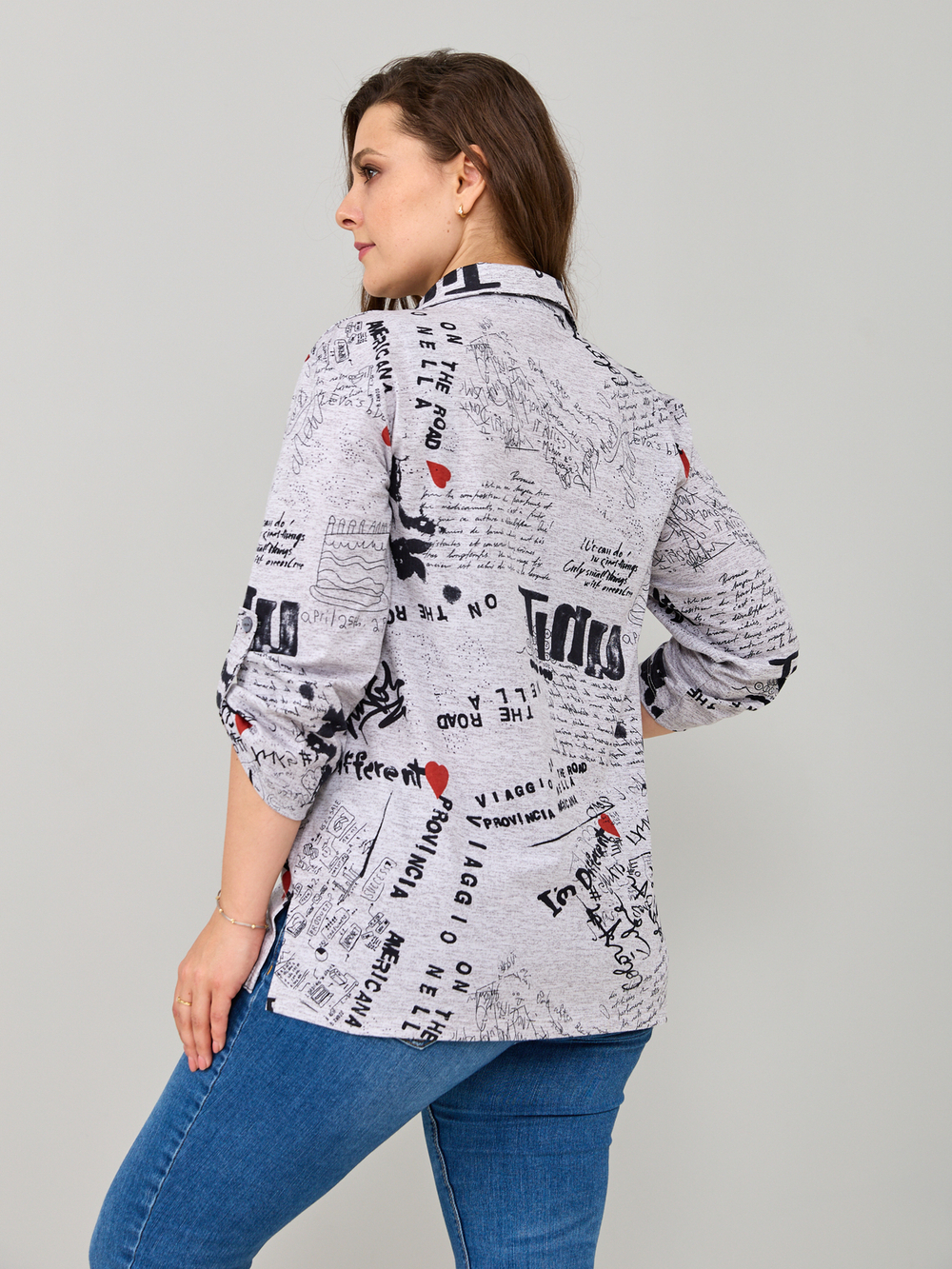 Рубашка Р-001/серый-газета