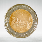 Italy 500 Lire 1987 R "Bimetallic – Head of Italy and Ship", AU