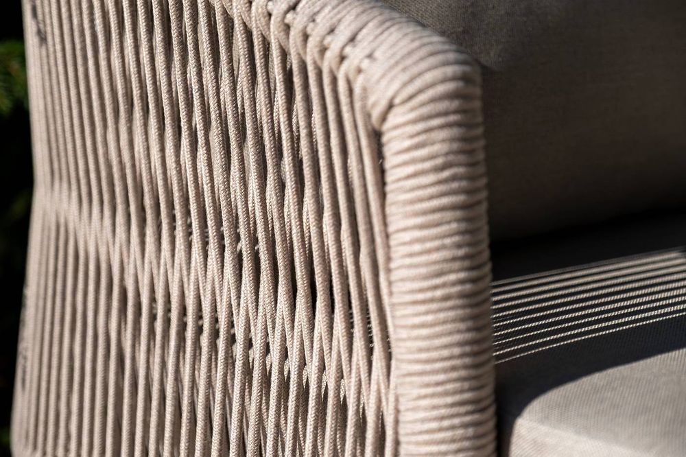 "Верона" лаунж-зона 5-местная плетеная из роупа (веревки), каркас алюминиевый белый, роуп бежевый