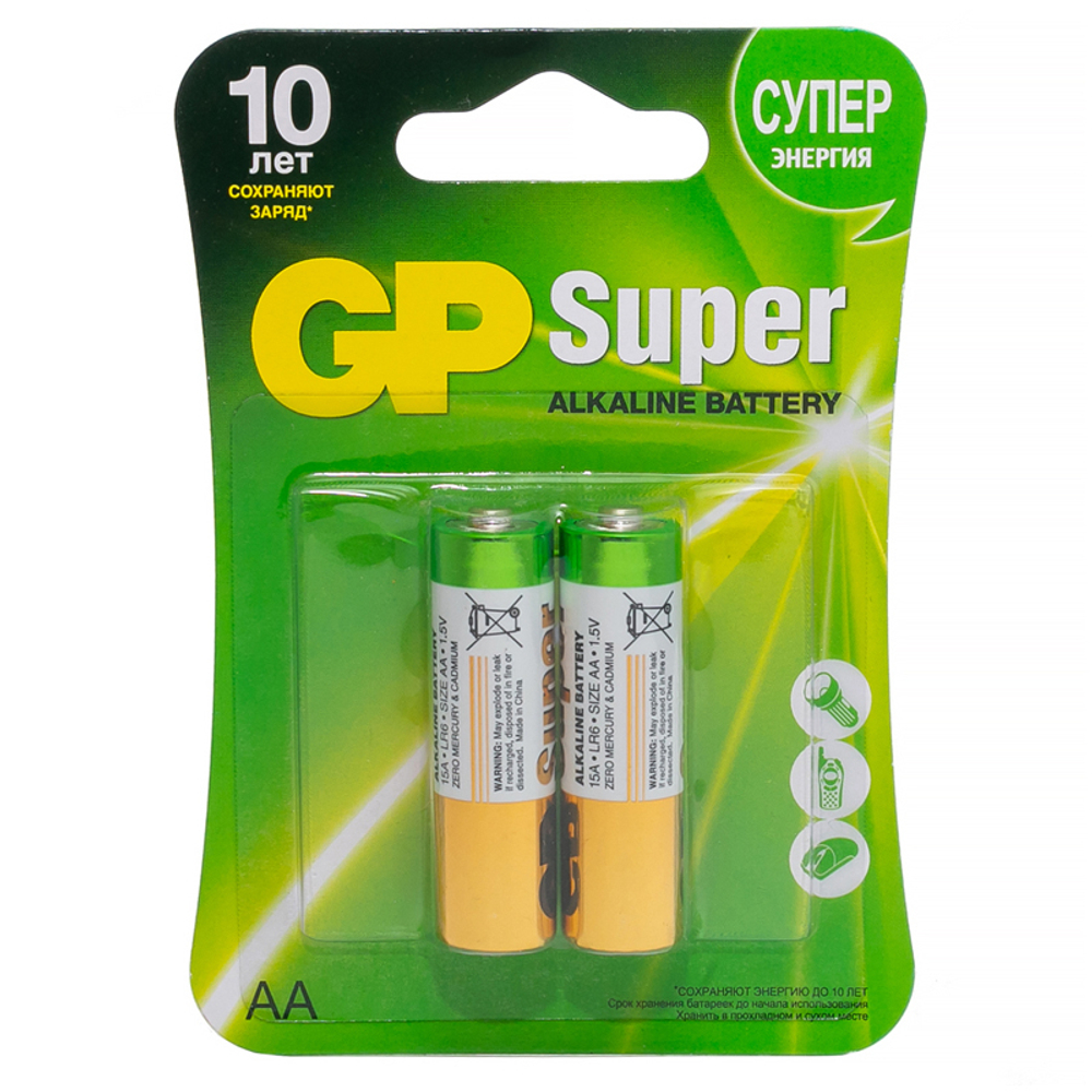 Батарейка LR6 AA GP Super Alkaline (блистер 2шт.)