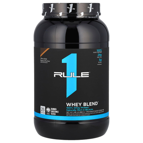 Rule One Proteins, сывороточная смесь, протеиновая смесь для приготовления напитка, шоколад и арахисовое масло, 888 г (1,96 фунта)