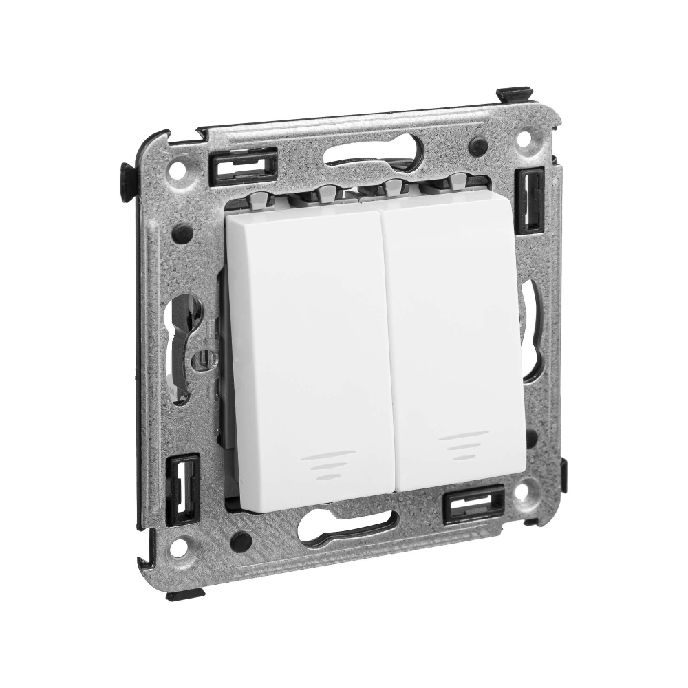 Кнопка двухклавишная в стену, "Avanti", "Белое облако"