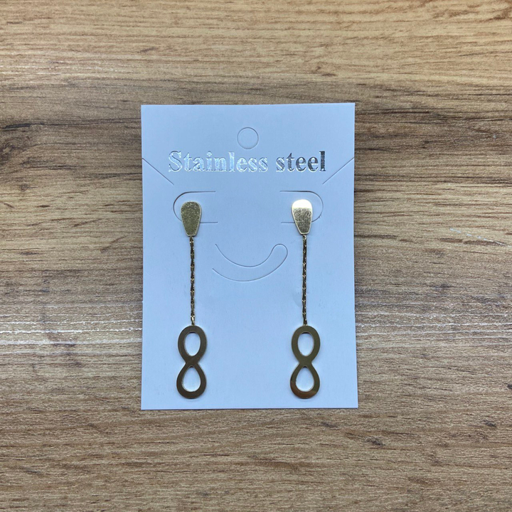 Серьги-гвоздики капля перевернутая жгутики Бесконечность цвет золотистый