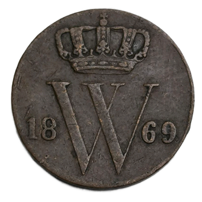 Монета 1/2 цента 1869 год Нидерланды