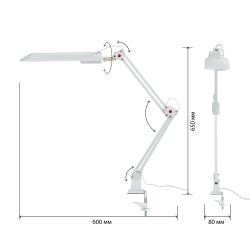 Настольный светильник ЭРА NL-201-G23-11W-W с лампой PL на струбцине белый