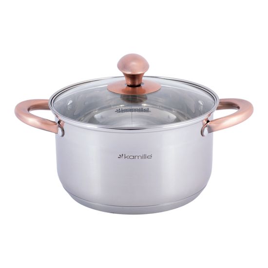 Кастрюля 3 л. из нержавеющей стали Kamille KM 4932 с медными ручками