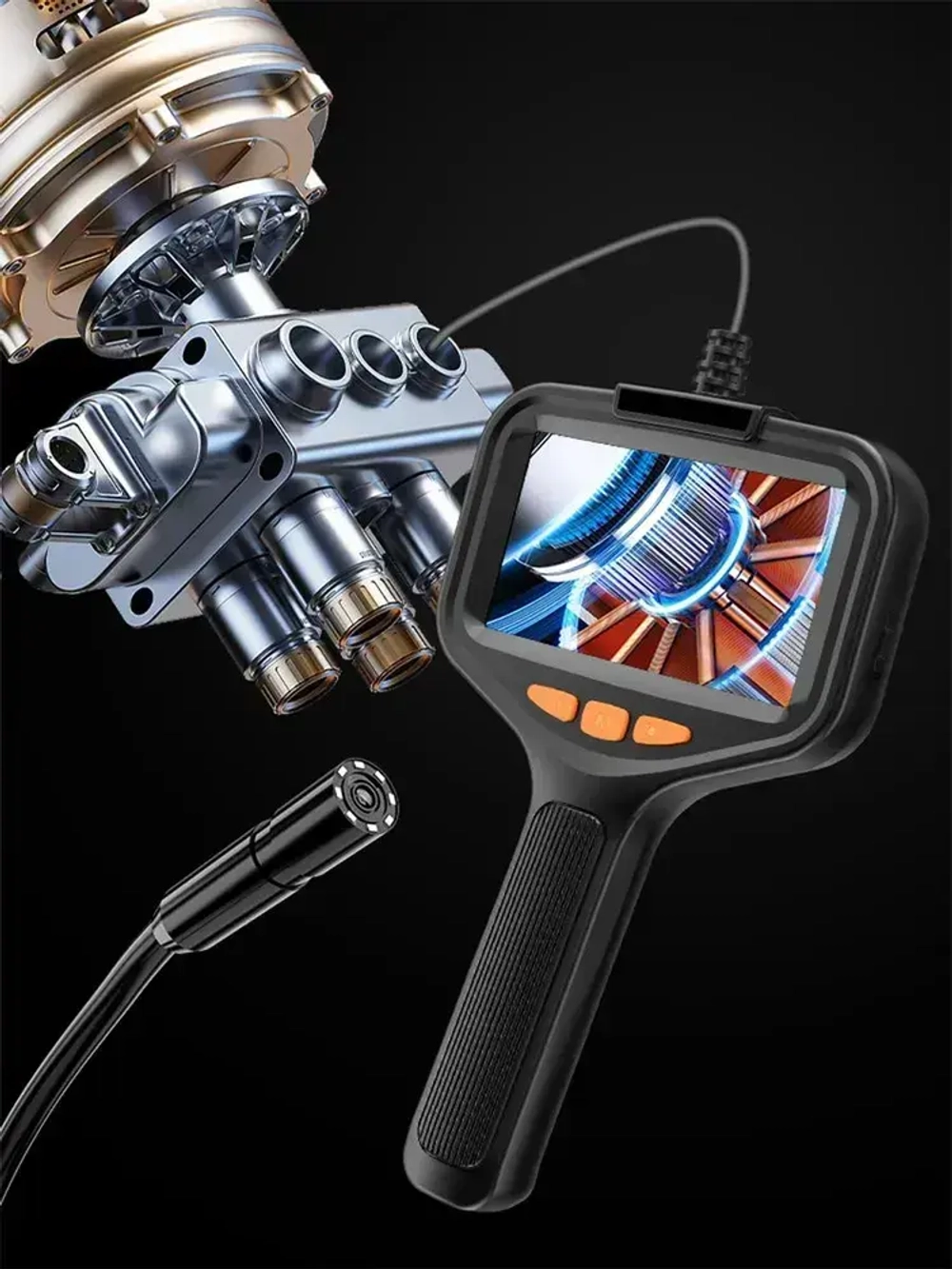 jingleszcn Промышленная контрольная камера эндоскопа 4.3" ипс борескоп канализационной камеры с ручным 8 светодиодными огнями 2 м