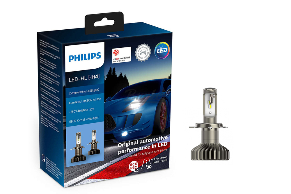 PHILIPS Лампа H4 13.2V (22W) X-tremeUltinon LED gen2, 2шт.