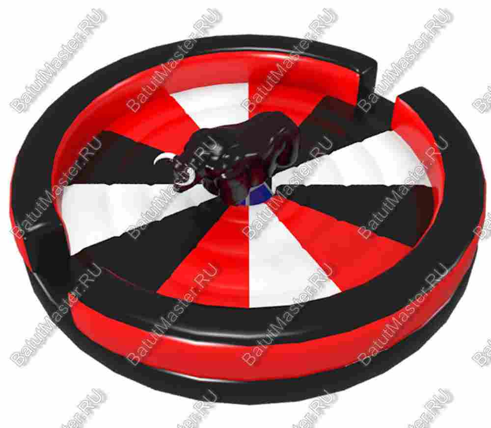 Надувной аттракцион Родео, бык+батут, "Рулетка", круглый, 6*6*3 м