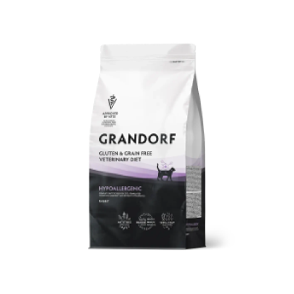 Сухой корм GRANDORF VETERINARY DIET Cat HYPOALLERGENIC Полнорационный диетический корм для кошек с пищевой аллергией или непереносимостью, кролик 2кг