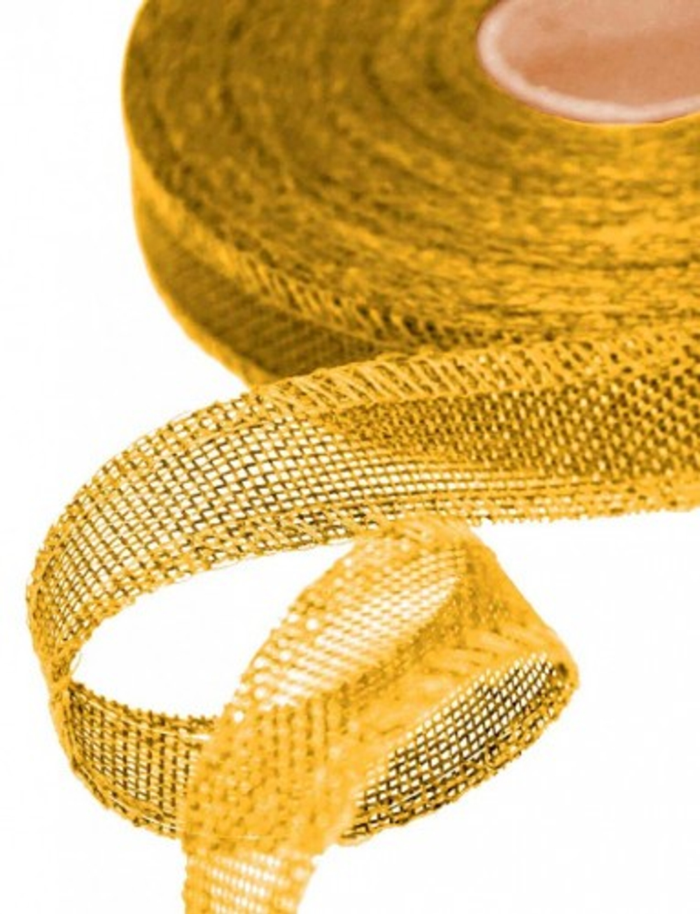 Лента Льняная 2,5см х 28м с проволокой (Желтый)