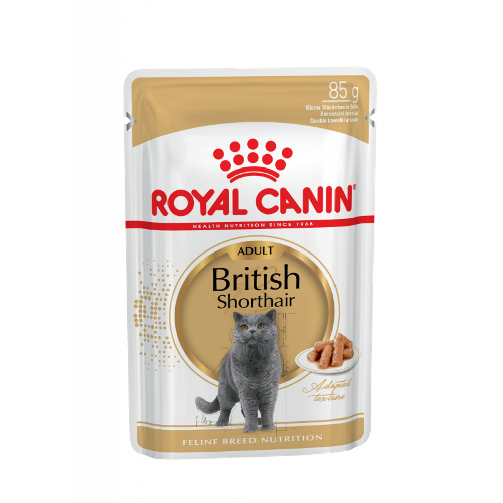 Royal Canin British Shorthair Adult (БРИТАНСКАЯ КОРОТКОШЕРСТНАЯ ЭДАЛТ) Корм консервированный для взрослых кошек соус 85г