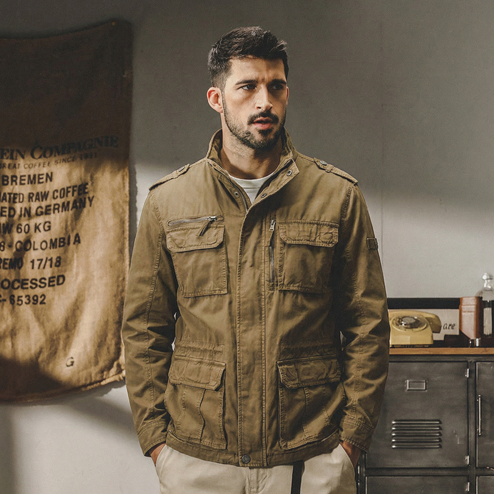 Удлинённая ветровка в Американском ретро стиле из натурального хлопка без капюшона.