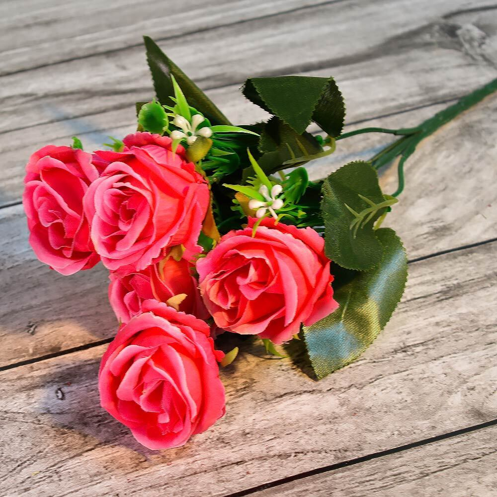 Цветы искусственные "Роза" букет 30см WH-33 микс