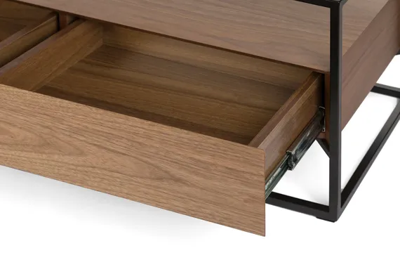 ТВ-консоль Sherwood 150х40 см, шпон ореха, стекло