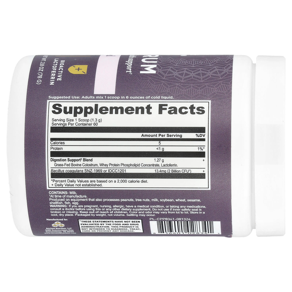 Ancient Nutrition, Молозиво, без добавок, 78 г (2,8 унции)