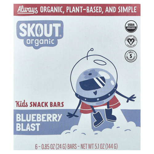 Skout Organic, детские батончики-снеки, со вкусом голубики, 6 батончиков по 24 г (0,85 унции)
