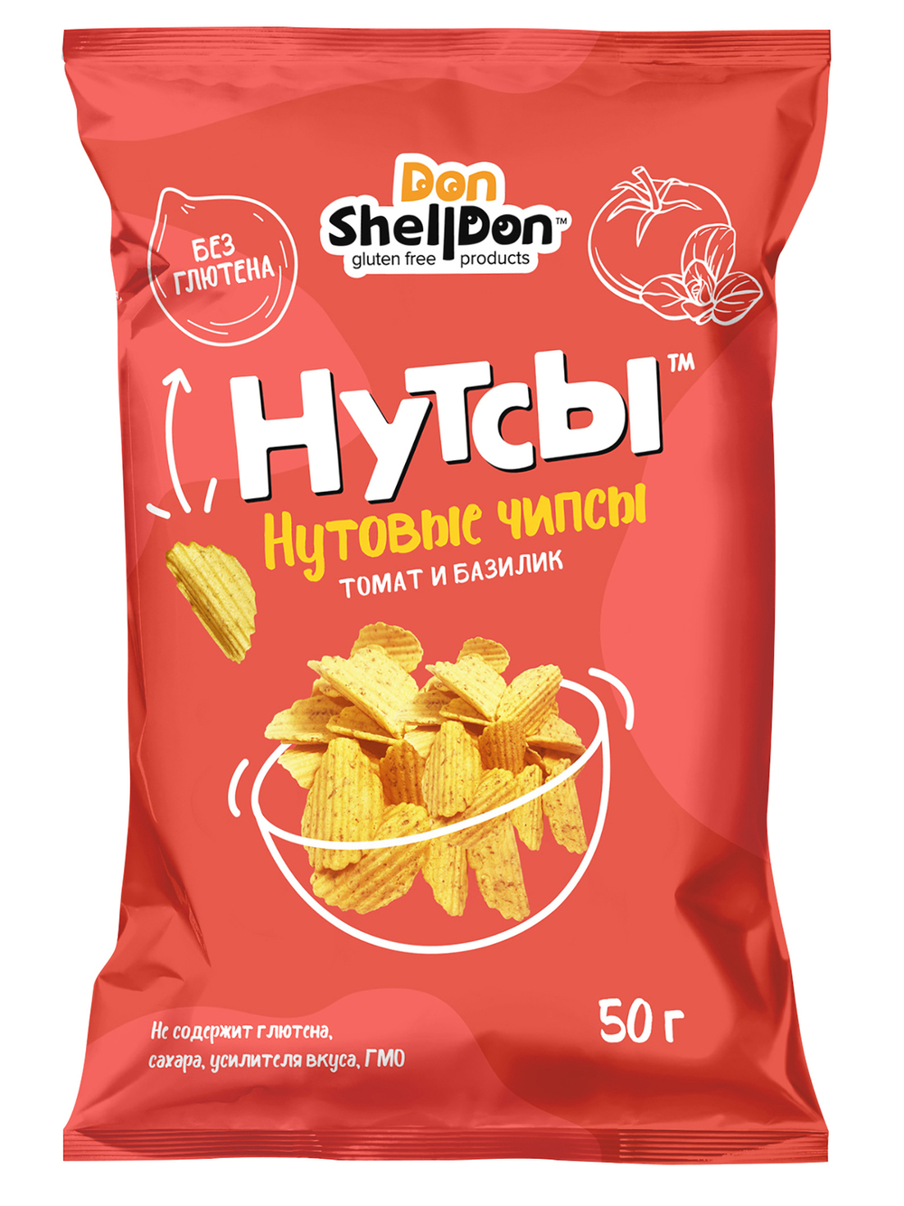 Чипсы Нутовые Томат и базилик 50г