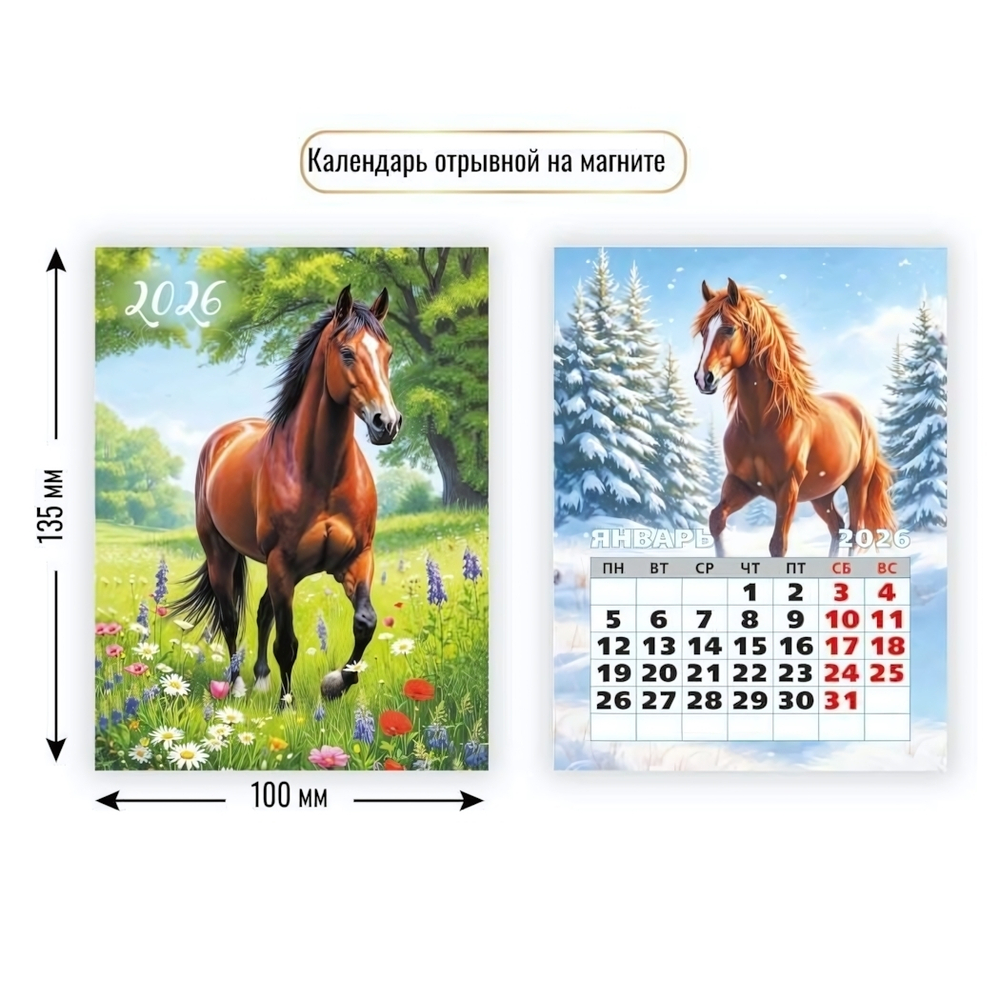 Календарь отрывной на магните 2026 символ года 9475 (Квадра)