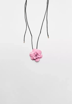 STRADIVARIUS Ожерелье на шнурке с контрастным цветком, розовый