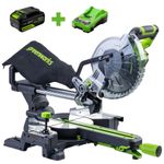 Торцовочная пила акк. Greenworks GD24MS216, 24V, б/щ, 4800 об/мин, 216x30мм,рез 65х310мм,c 1х5 АКБ Ач и быстрым ЗУ (1501707UG)