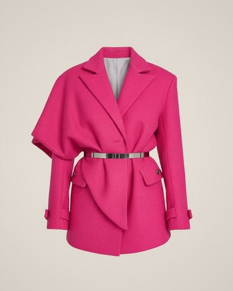 Пальто-пиджак с оригинальным шарфом