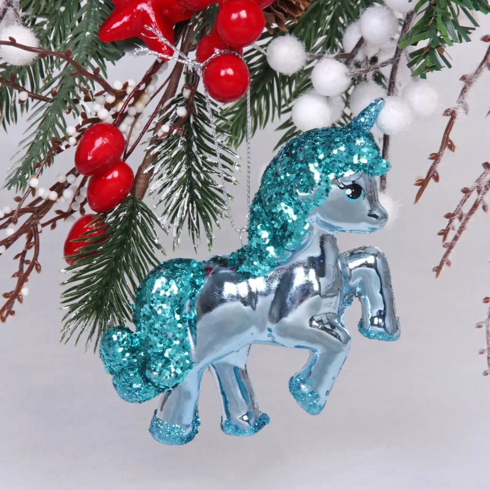 Ёлочная игрушка «Сказочный единорог» 9*3*10 см, голубой