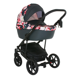 Детская коляска Pituso Confort Plus 2 в 1 27 Цветы+Кожа Тем.Графит