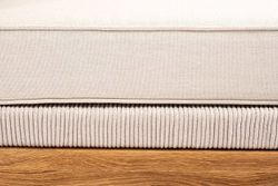 "Канны" угловой модуль плетеный из роупа, основание дуб, роуп бежевый круглый, ткань бежевая 052