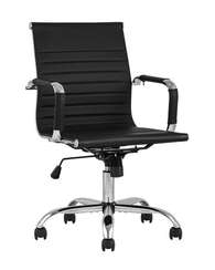 TopChairs City S офисное черное в обивке из экокожи, механизм регулирования по высоте и качания