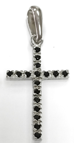 Ювелирный крест из серебра с черными фианитами