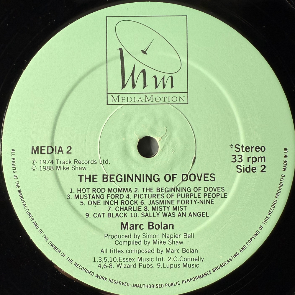 Marc Bolan ‎– The Beginning Of Doves (Англия 1988г.)