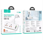 Переходник HOCO AC12A на 2 розетки + 3 USB + Type-C PD30W (белый)