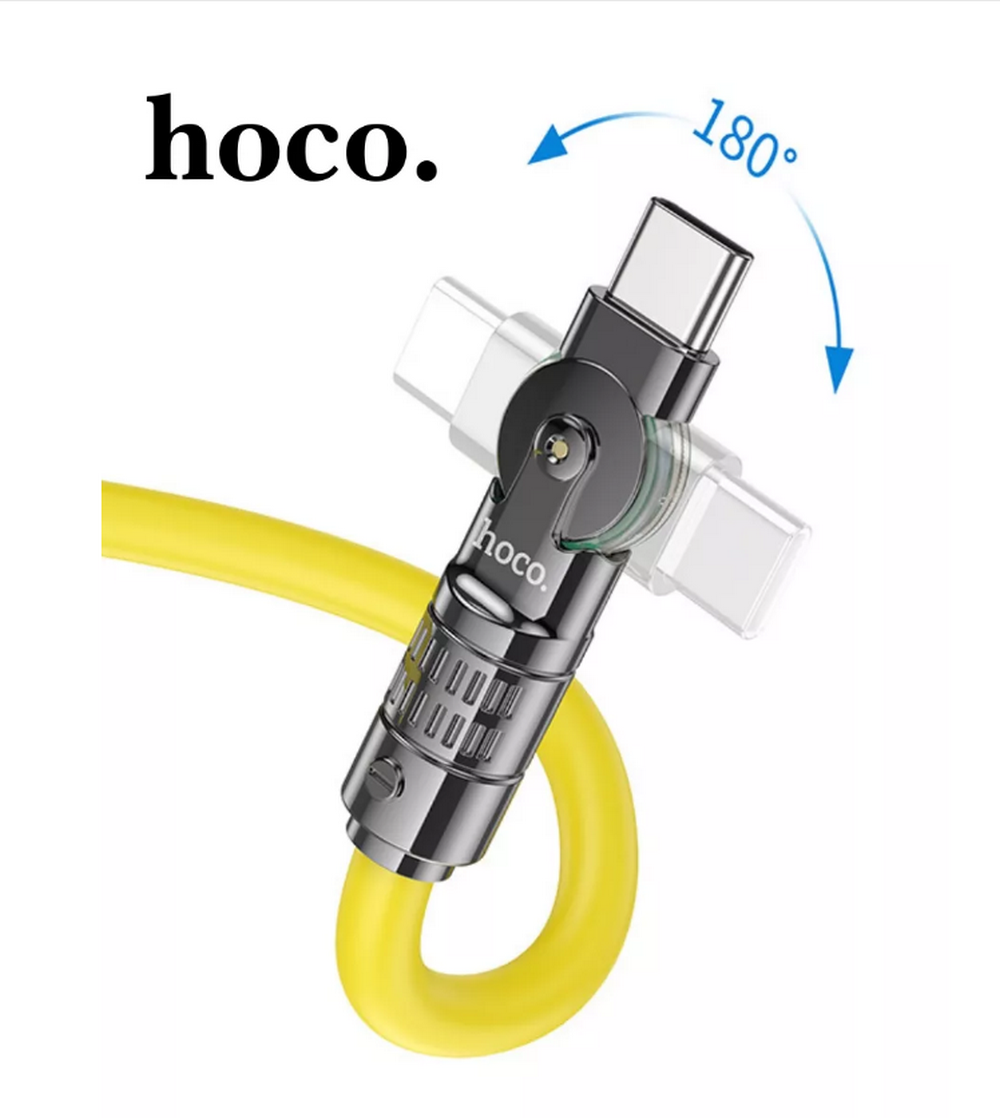 Кабель USB x Type-C -1.2м. Hoco. U118 (5A/100W) поворотный