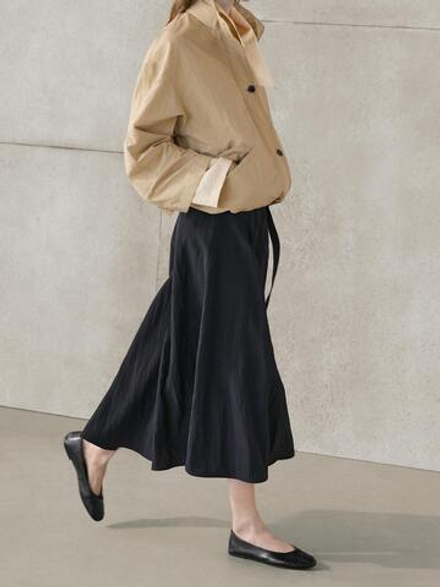 Massimo Dutti Длинная юбка с поясом, серо-синий