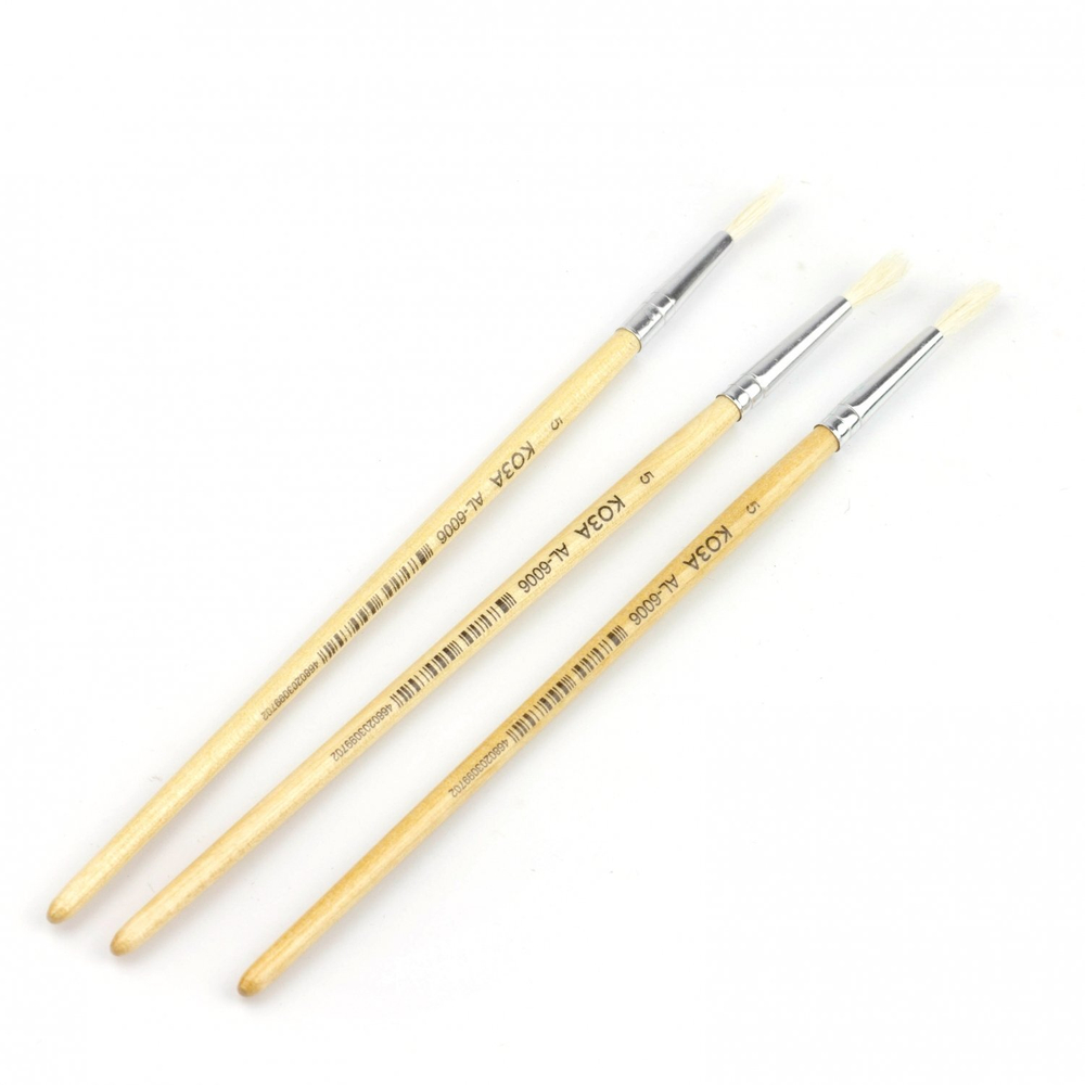 Кисть коза, Alingar, круглая, №5, деревянная ручка, 12шт/уп, европодвес