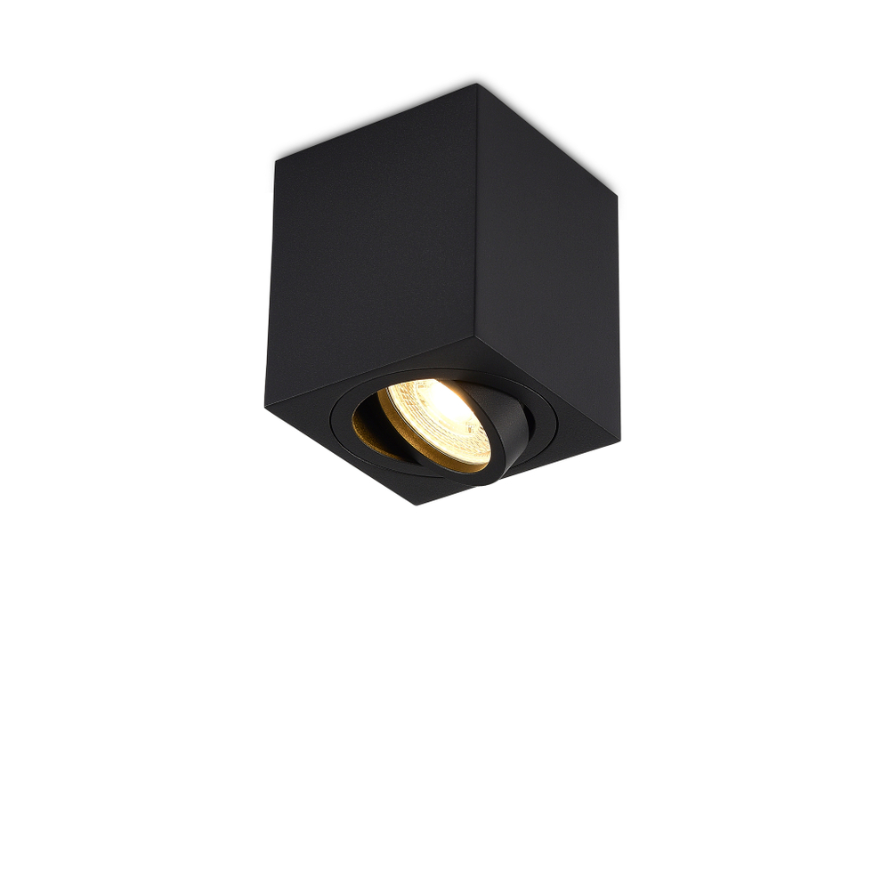 Накладной светодиодный светильник,  GU10,  L80xW80хH90мм,  IP20,  черный,  без лампы