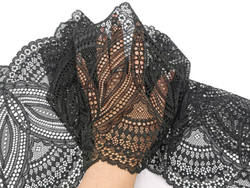 Эластичное кружево, 21см, черное с зеленым оттенком (Арт: EK-2751), м