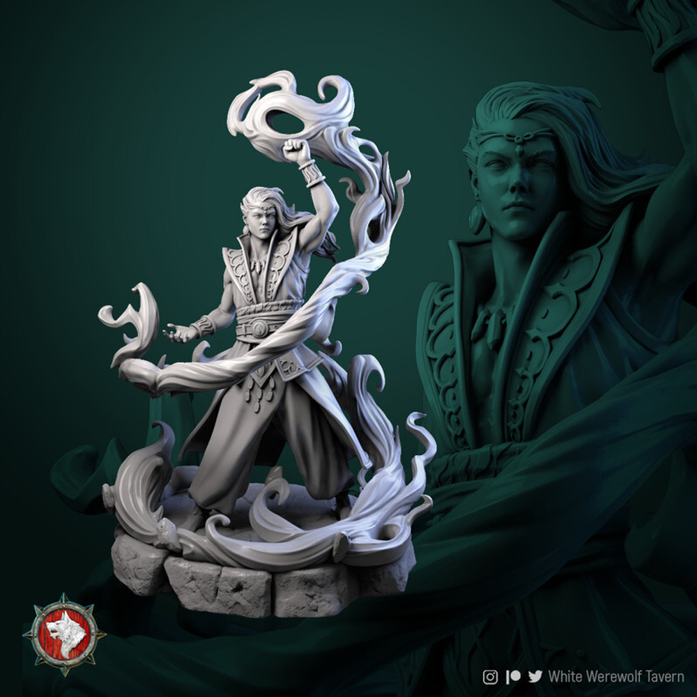 Человек Маг Волшебник Колдун Чародей миниатюра для dnd, днд, pathfinder, фентези, Настольная игра, НРИ, Варгейм, РПГ